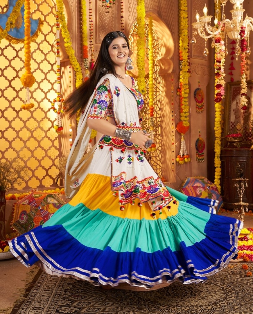 11021 - Impressive Multi-Color Viscose Rayon Mirror Work Lehenga Choli